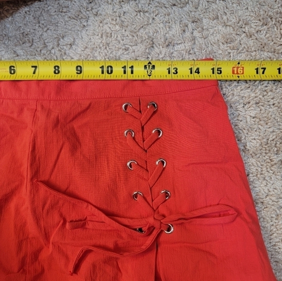 BLUE BLUSH Red Puff Off Shoulder Crop Top High Waist Lace-up Corset Shorts Set L - Picture 8 of 16